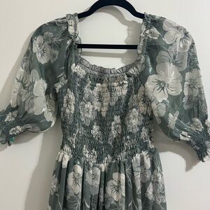 Baltic Born Green and White Smocked Dress